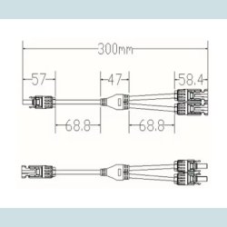 MC4 Solar Y stik, 2 til 1  han/hun, vandtt, IP68  30A