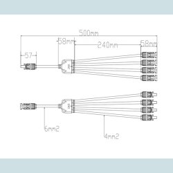 MC4 Solar Y stik, 4 til 1   han/hun, vandtt, IP68  30A