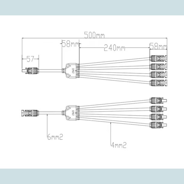 MC4 Solar Y stik, 4 til 1   han/hun, vandtt, IP68  30A