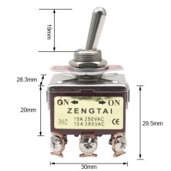 Vippe Kontakt, ON/ON. 9 Pins -  Toggle Switch