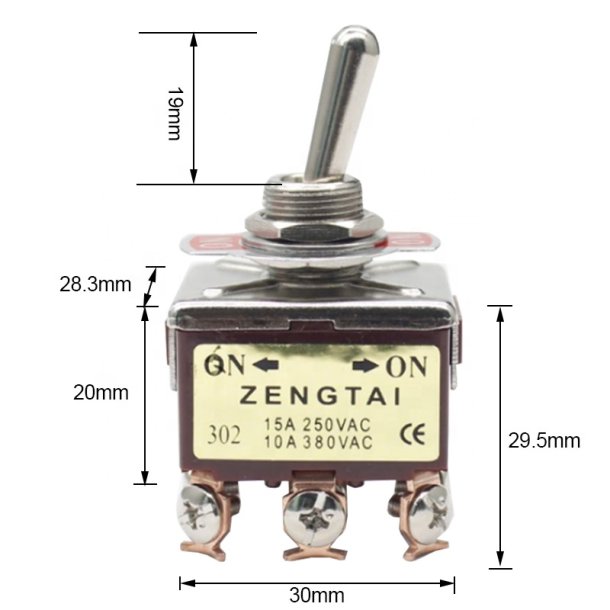 Vippe Kontakt, ON/ON. 9 Pins -  Toggle Switch