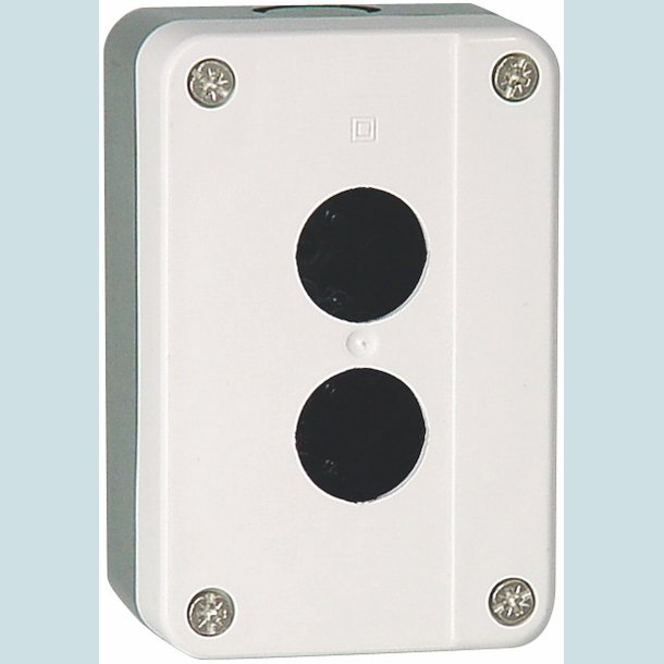 Trykknapkasse, Gr/lysegr lg, 2-hul, KB2