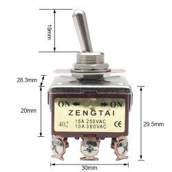 Vippe Kontakt, ON/ON. 12 Pins -  Toggle Switch