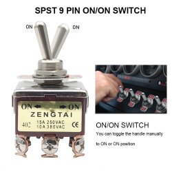 Vippe Kontakt, ON/ON. 12 Pins -  Toggle Switch