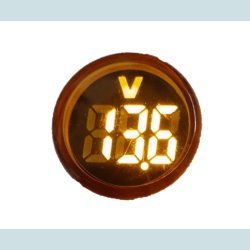 Voltmeter 5-60 V, DC.  28 mm. Gul