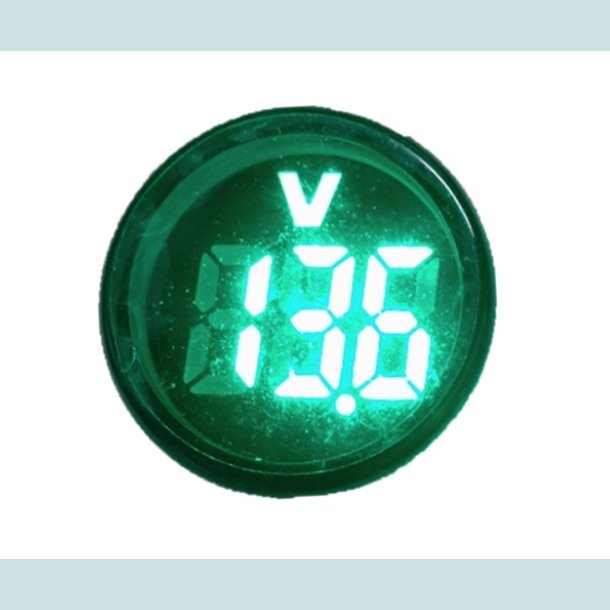 Voltmeter 5-60 V, DC.  28 mm. Grn