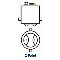 B22, 2W, 12V, Hvidt Lys  *15