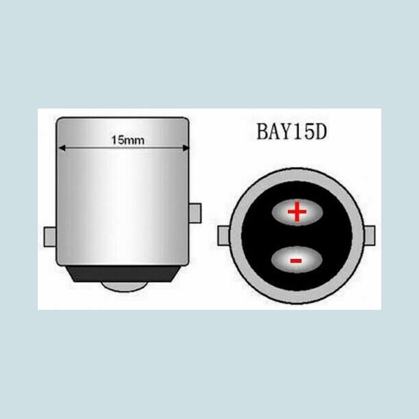 BAY15D, 3W -12V, Varmt Lys   *34