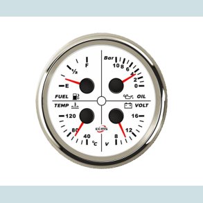 Multi instrument 4 i En.   12 V, 85 mm. Hvid/Slv,
