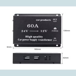 Konverter DC 24V Til 12V, 60A Step Down Converter