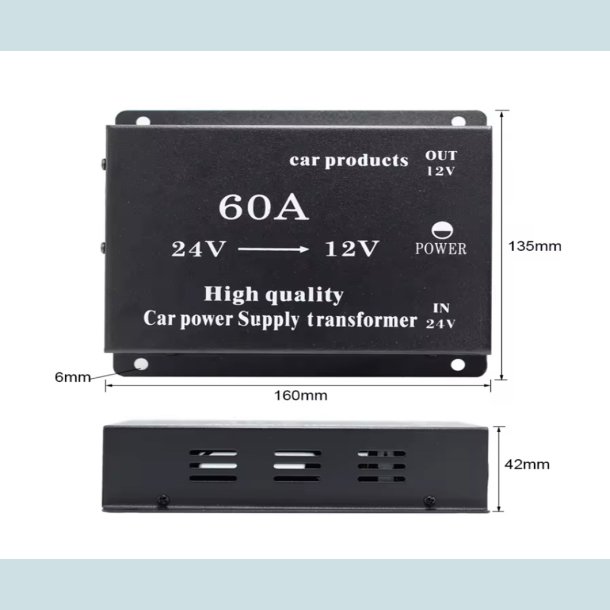Konverter DC 24V Til 12V, 60A Step Down Converter