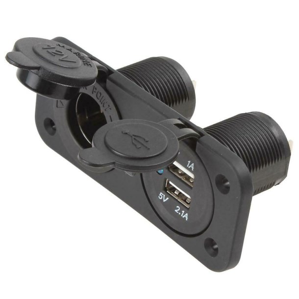 Cigarstik Dobelt M/ 1 USB,12V Stnktt