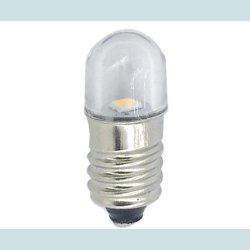 LED-lampe, E10, 24V, Hvid