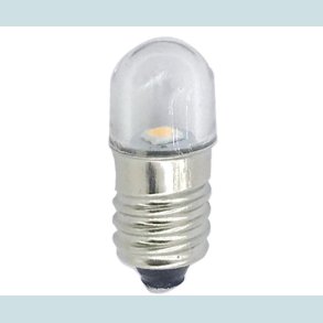 LED-lampe, E10, 24V, Hvid