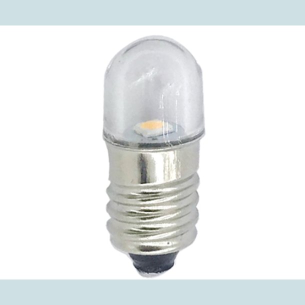 LED-lampe, E10, 24V, Hvid
