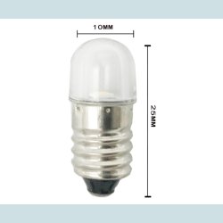 LED-lampe, E10, 12V, Hvid