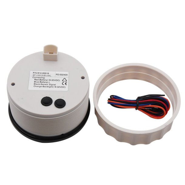 Omdrejningst�ller 9-32V, 85 mm. 0-8000 Rpm. Hvidt/S�lv  ECMS