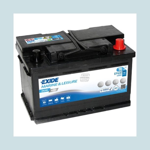 Exide Marine Dual  AGM 12V 70Ah.