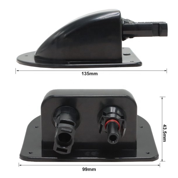 MC4 dobbelt kabelindgangshus IP68, Sort