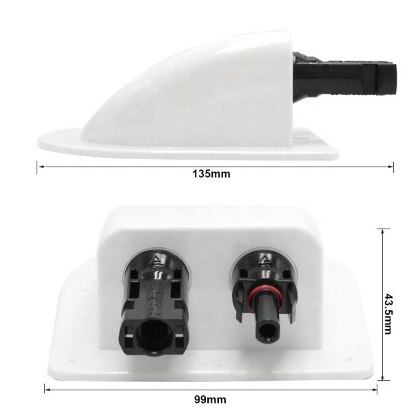 MC4 dobbelt kabelindgangshus IP68, Hvid