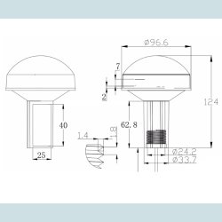 GPS Antenne, m/ 10 m. kabel, SMA