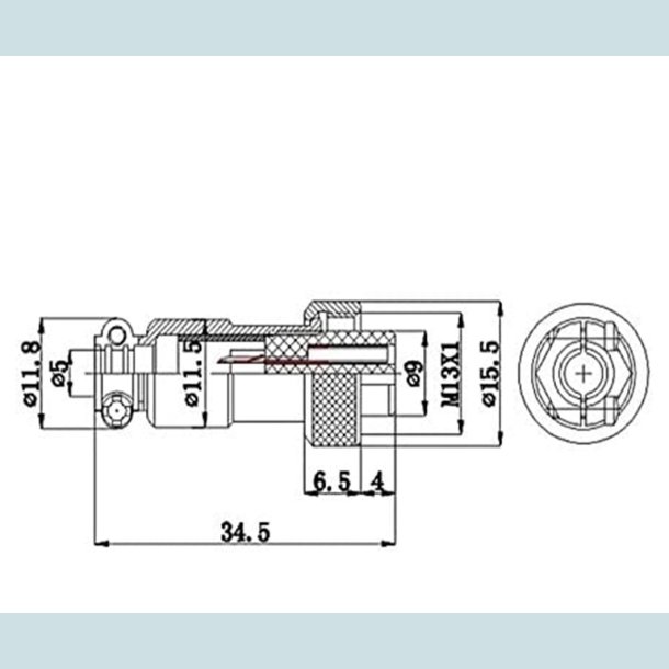 GX12, 2 Pins, Hun Stik RS765