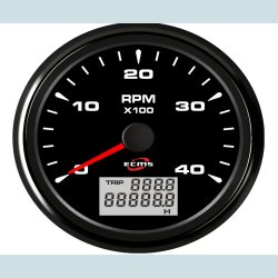 Omdrejningst�ller 9-32V, 85 mm. 0-4000 Rpm. Sort/Sort  ECMS
