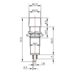 Instrument Lys, Rd, 12V   10mm.