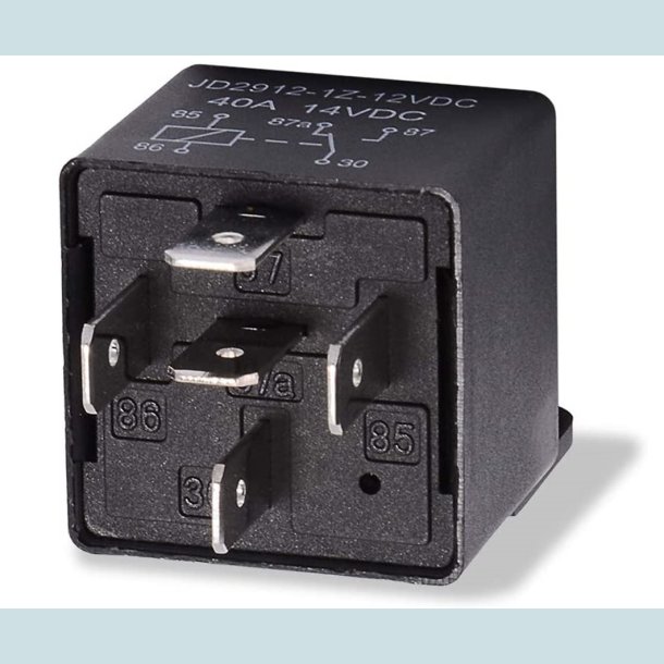 Rel, 5 Pin, 12V-40A,   m//holder, Vandtt