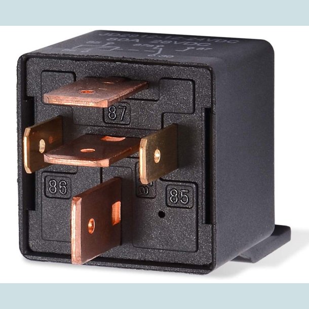 Rel, 5 Pin, 24V-80A,   m//holder, Vandtt