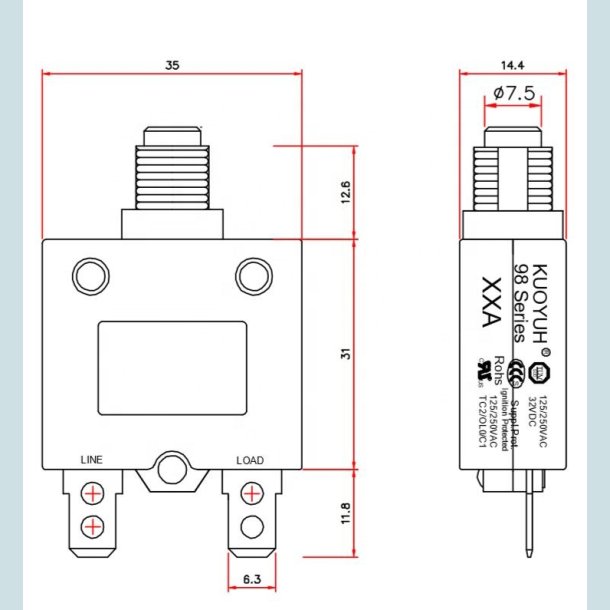 Automat Sikring, 20A, 98 series Spadestik