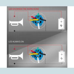 Tryk Kontakt, OFF/ON, Horn, 16 mm. Vandtt,  m/ledninger