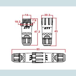 LLT 3 Pins stik, han, vandtt, IP68