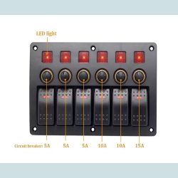 El Panel 12/24V  6 kontakter med sikringer