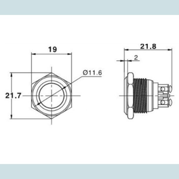 Tryk Kontakt, OFF/ON,  16 mm Lav, Vandtt