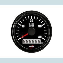 Omdrejningst�ller 9-32V, 52 mm. 0-4000 Rpm. Sort/Sort  ECMS