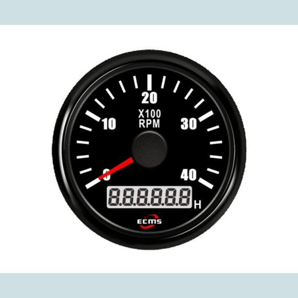 Omdrejningst�ller 9-32V, 52 mm. 0-4000 Rpm. Sort/Sort  ECMS