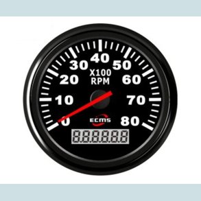 Omdrejningst�ller 9-32V, 52 mm. 0-8000 Rpm. Sort/Sort  ECMS