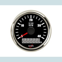 Omdrejningst�ller 9-32V, 52 mm. 0-4000 Rpm. Sort/S�lv  ECMS