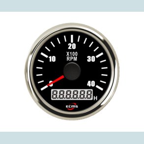 Omdrejningstller 9-32V, 52 mm. 0-4000 Rpm. Sort/Slv  ECMS