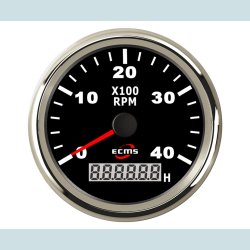 Omdrejningst�ller 9-32V, 52 mm. 0-4000 Rpm. Sort/S�lv  ECMS