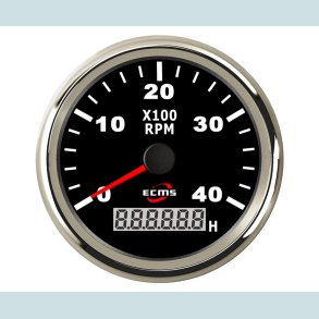 Omdrejningst�ller 9-32V, 52 mm. 0-4000 Rpm. Sort/S�lv  ECMS