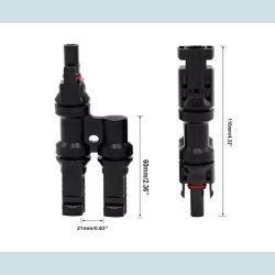 MC4 Solar adapter, 2 til 1   han/hun, vandtt, IP67  30A
