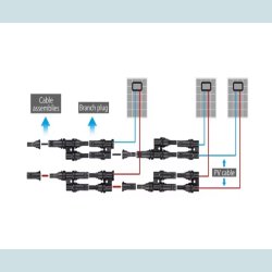 MC4 Solar adapter, 2 til 1   han/hun, vandtt, IP67  30A