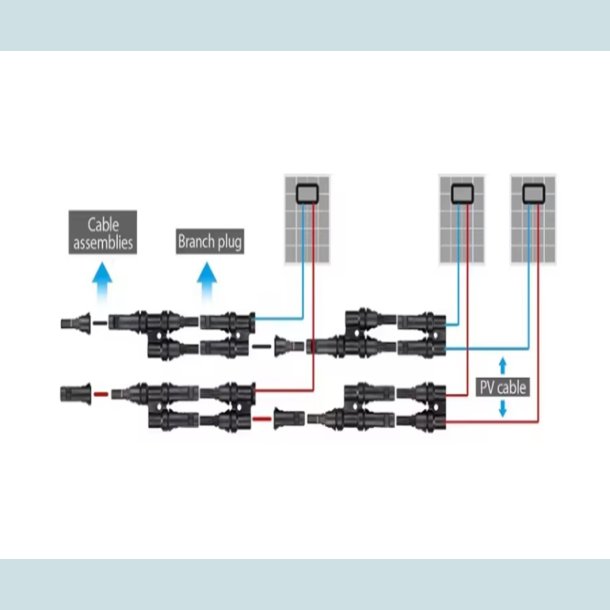 MC4 Solar adapter, 2 til 1   han/hun, vandtt, IP67  30A