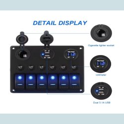 El Panel 12/24V  6 kontakter/USB/Voltmeter