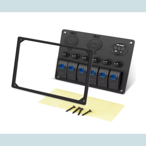 El Panel 12/24V  6 kontakter/USB/Voltmeter