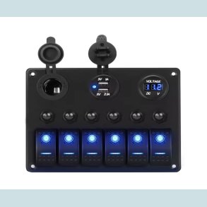 El Panel 12/24V  6 kontakter/USB/Voltmeter
