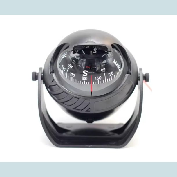 Kompas med lys, Sort, 12V