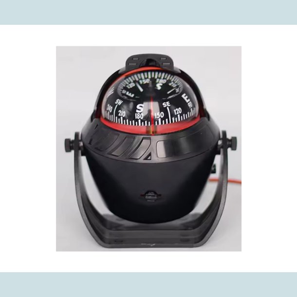 Kompas med lys, Sort, 12V